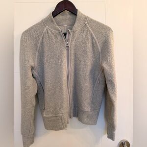 Lululemon On Repeat Gray Textured Zip-Up Bomber Jacket